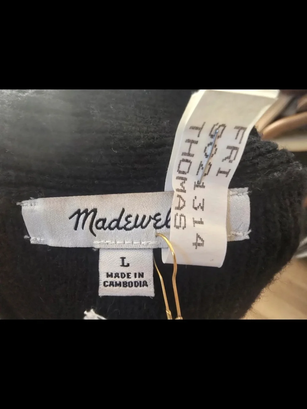 Madewell Black V-Neck Button Cardigan